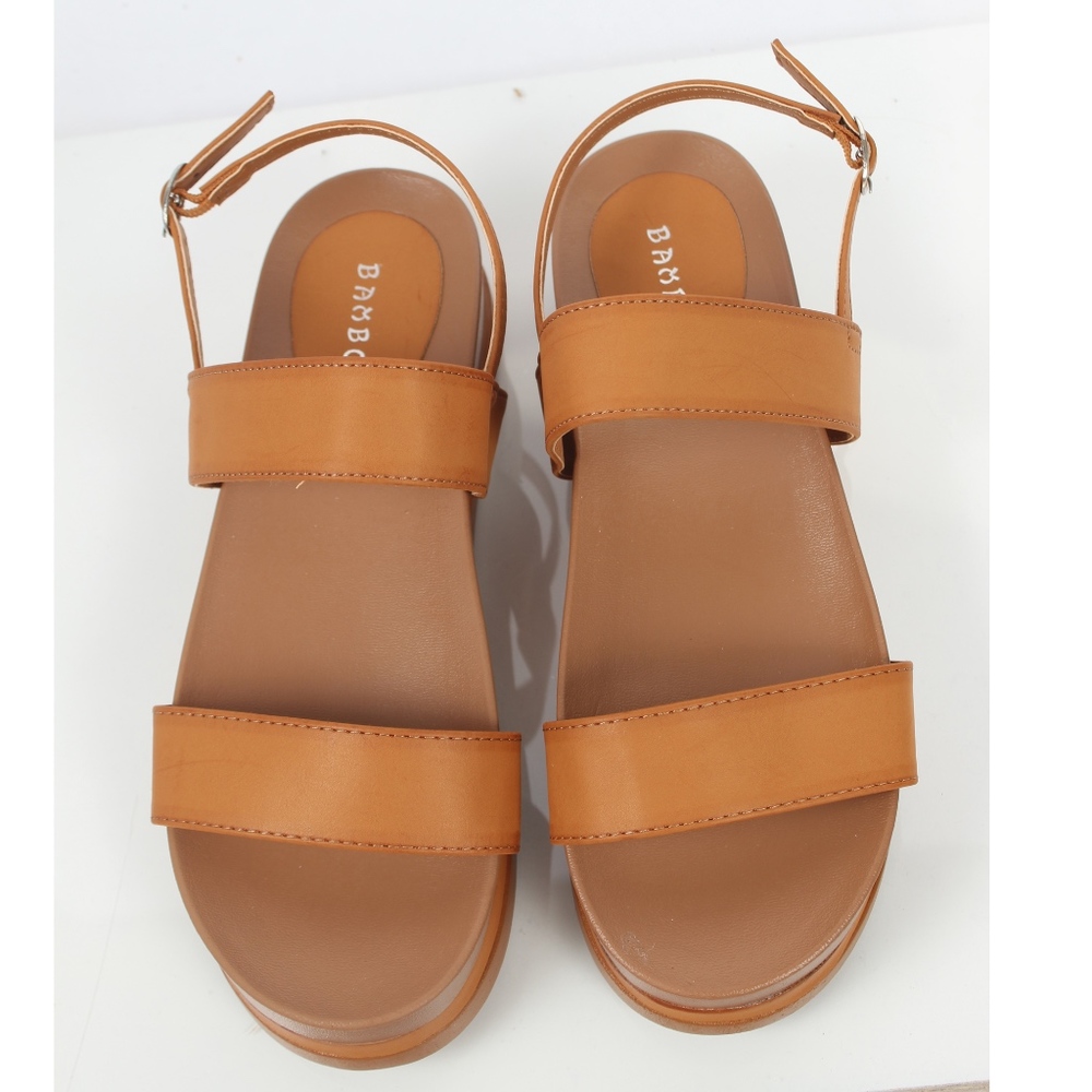Tan 2 Band Slingback Flatform Sandal - Picture 5 of 7